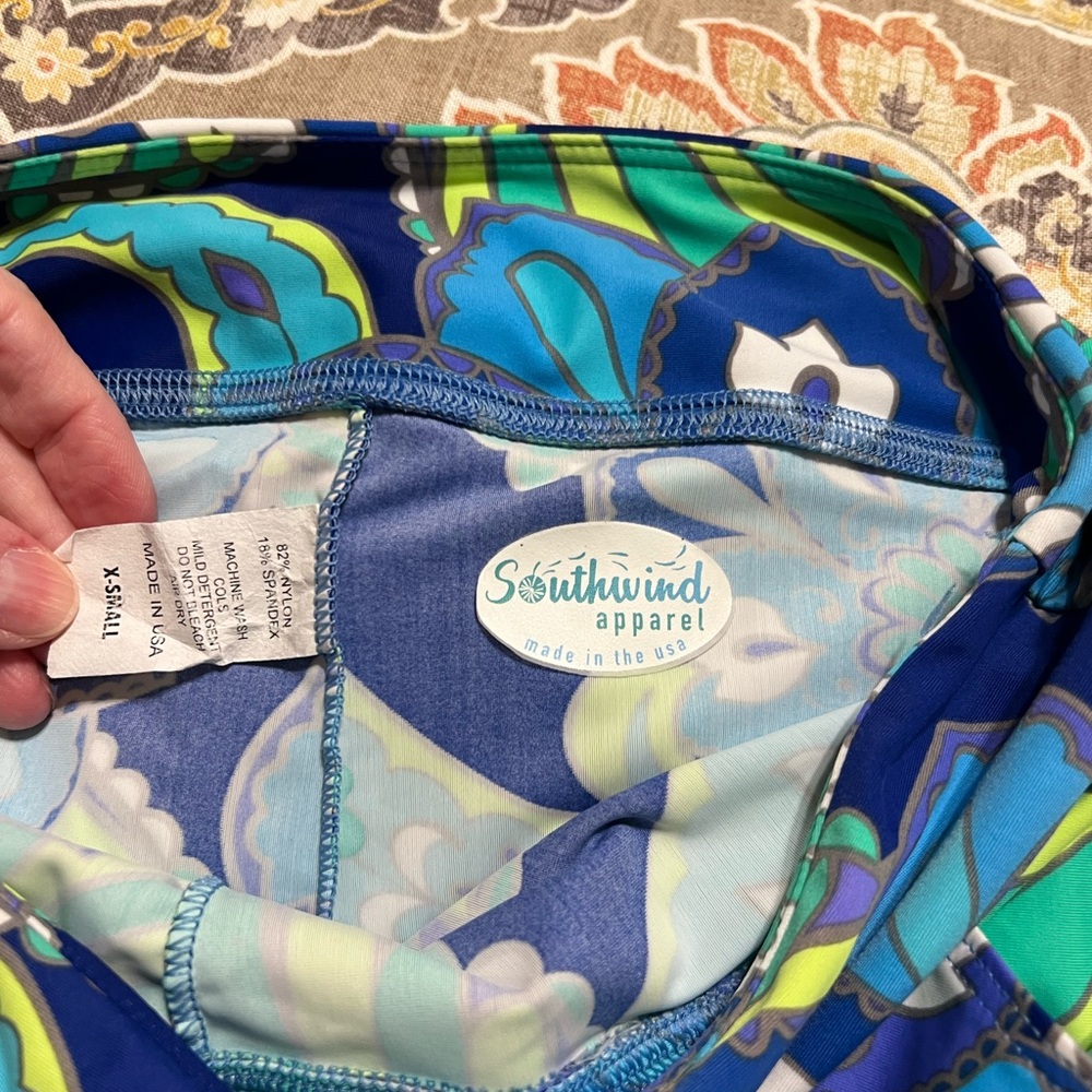 Floral Patterned Skort in Blue and Green, VGUC XS - Picture 4 of 4